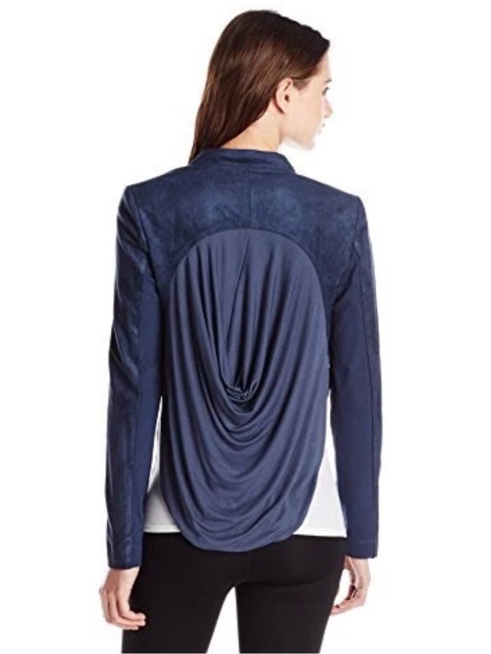 BCBGMAXAZRIA Faux Suede Jacket With a Draped Shawl Collar - Picture 5 of 17